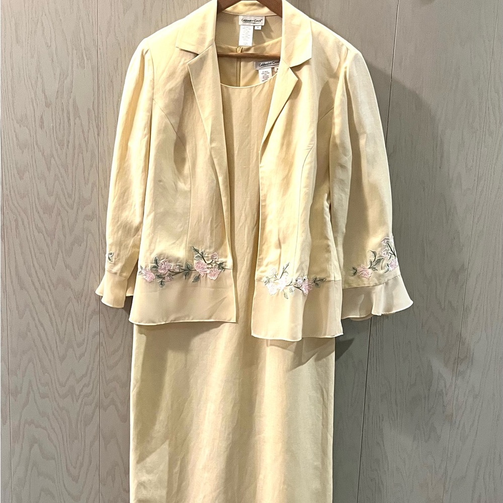 Coldwater Creek Sunday Best Cottagecore Floral Embroidered Dress & Jacket Size 8